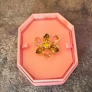 Swarovski Gold and Pink Crystal ring. Very new!